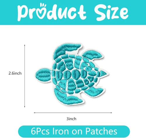 Miniatura 2 de 6 parches bordados para planchar, parches para planchar con tortugas marinas, parches bordados, parches bordados, paquete de decoraciones para ropa