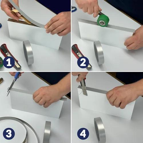 Miniatura 6 de Bandas de borde plateado cepillado de 1 pulgada x 25 pies – Adhesivo fuerte para despegar y pegar, fácil aplicación – Cinta de borde flexible