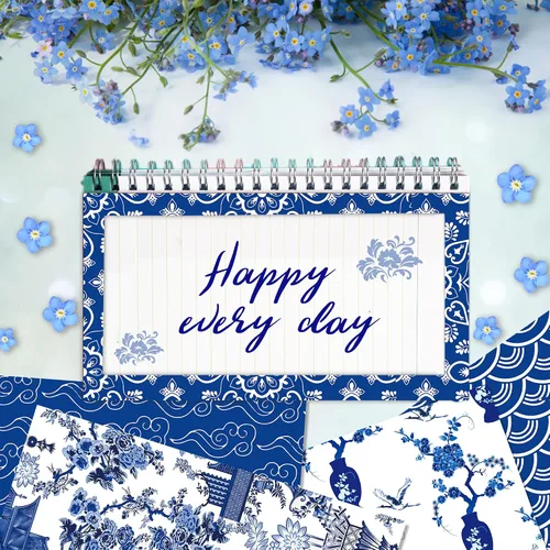 Miniatura 5 de Papel de álbum de recortes con patrón chinoiserie, 24 hojas de cartulina de doble cara de 12 x 12 pulgadas, papel decorativo para manualidades