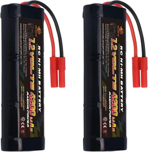 Miniatura 7 de melasta Paquete de 2 baterías NiMH RC de 7.2 V 4200 mAh compatibles con conector banana adecuado para vehículos de carreras Redcat