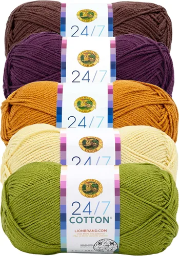Miniatura 99 de Lion Brand Yarn, Hilo ligero mercerizado de algodón 24/7 para tejer, ganchillo y manualidades, Almirante, 1 paquete, 185 yardas de fibra natural