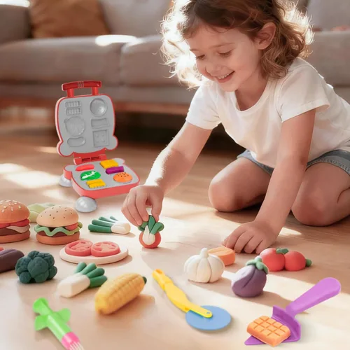 Miniatura 2 de Herramientas de masa para niños, 41 juguetes de masa, incluyen moldes de comida para jugar, cupcakes, helado, hamburguesa, papas fritas, fideos