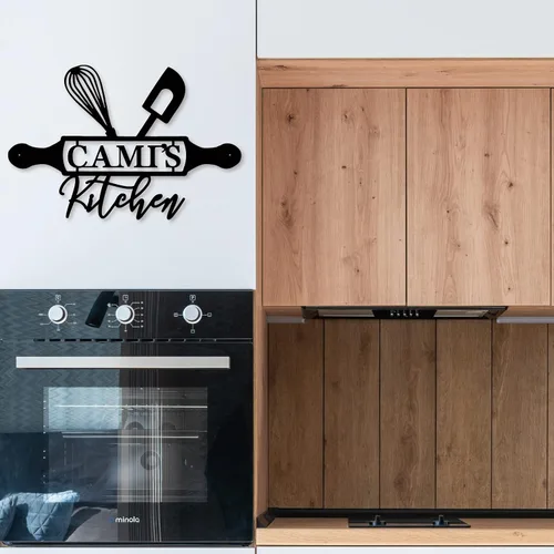 Miniatura 6 de Letrero de metal personalizado con nombre personalizado para cocinero de restaurante, letreros de monograma para cocina casera, regalo