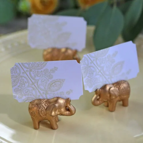 Miniatura 8 de Kate Aspen Lucky Golden Elephant - Portatarjetas de lugar, soportes para fotos, recuerdos de fiesta, decoraciones de boda india, tarjetas
