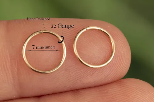 Miniatura 21 de Aretes de aro de oro de plata – Aretes de aro para mujer, dos piezas de aros de plata fina rellenos de oro, aro de hélice, anillo de tragus, aro
