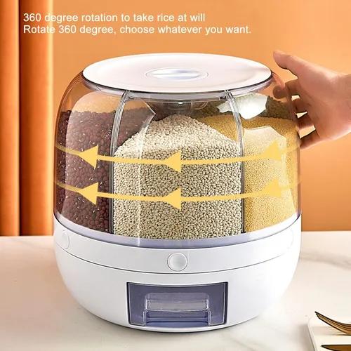 Miniatura 4 de Dispensador de arroz, dispensador de granos, 6 rejillas, dispensador de PP, organizador de almacenamiento de granos para cocina doméstica (#1)