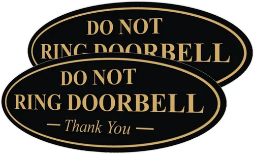 Miniatura 78 de All Quality Cartel de agradecimiento ovalado con texto en inglés «Do not Ring DOORBELL», color negro, pequeño, 1 paquete