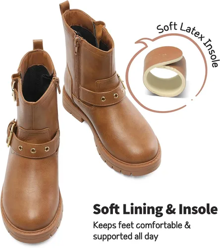 Miniatura 5 de DREAM PAIRS Botines impermeables con cremallera lateral para niñas pequeñas y grandes