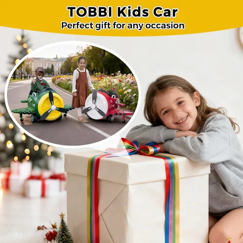 Miniatura 9 de Avión de paseo con control remoto TOBBI - Auto infantil con batería, auto para niños pequeños de 12V para conducir, autos eléctricos de paseo