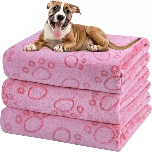 Miniatura 22 de Dono 1 paquete de 3 mantas para perros, manta de forro polar suave y esponjosa para mascotas, tapete cálido para dormir, diseño de huellas