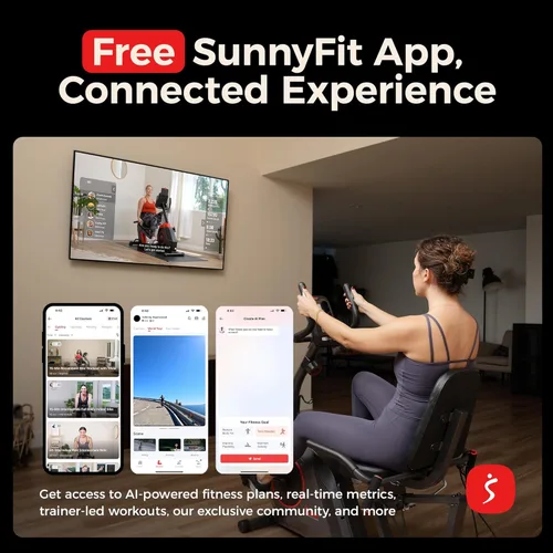 Miniatura 4 de Sunny Health & Fitness Smart Recumbent Bike, Wide Cushioned Seat & Back, Indoor Cycling Machine for Adult/Seniors Home Exercise, Free SunnyFit App