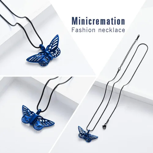 Miniatura 35 de Minicremation Joyas de cremación para cenizas – Collar conmemorativo de mariposa con colgante de urna para cenizas de seres queridos