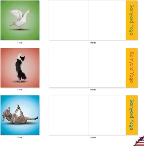 Miniatura 3 de The Best Card Company - 10 tarjetas de notas de yoga en blanco (4 x 5.12 pulgadas) - Tarjetas de notas en caja con sobres, tarjetas de animales