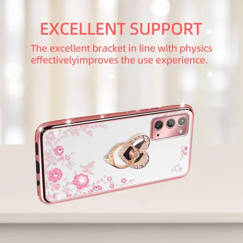Miniatura 6 de Funda protectora transparente con función atril y correa para Samsung Galaxy Note 20 para Note 20, para Samsung Galaxy Note 20 (oro rosa)