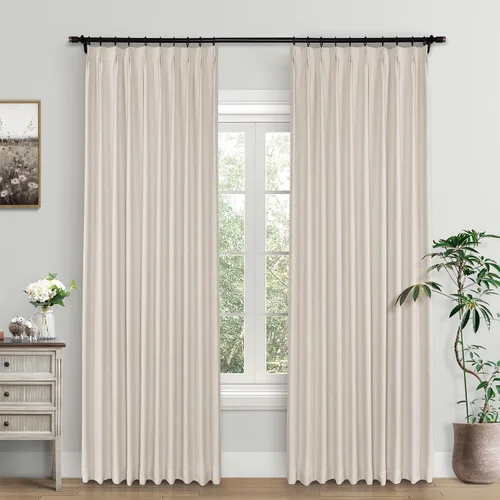 Miniatura 25 de Macochico Cortinas opacas de lino plisadas para oscurecer la habitación, panel con aislamiento térmico para dormitorio, sala de estar, sala