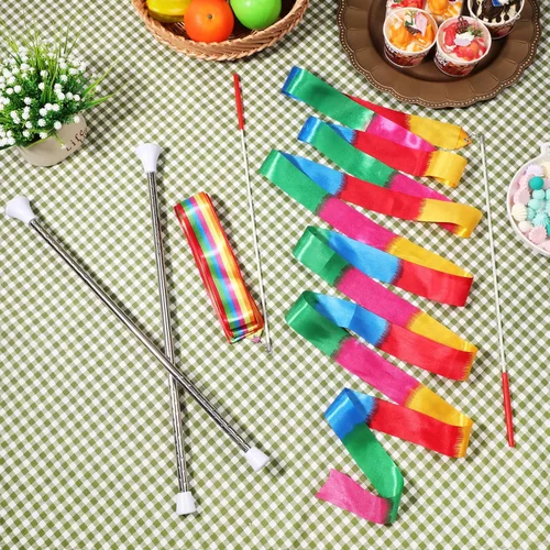 Miniatura 4 de HyDren 4 piezas de bastones para banda de marcha giratoria, bastón estándar de acero inoxidable con puntas de goma completa con cinta de baile