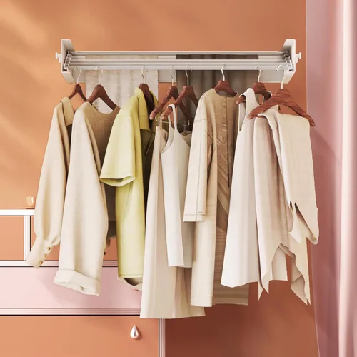 Miniatura 7 de LIENAHU Tendedero de secado de ropa (28 pulgadas blanco), estante de secado de ropa montado en la pared, soporte de pared para ropa, plegable
