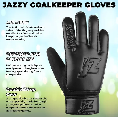 Miniatura 6 de Guantes de portero de fútbol para niños y jóvenes, guantes de portero antideslizantes con palma de látex de 4 mm y fuerte agarre, protección doble