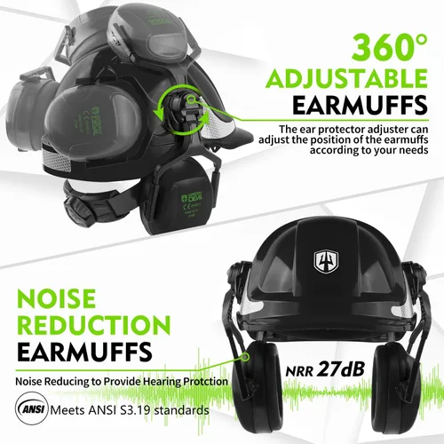 Miniatura 4 de GREEN DEVIL Casco protector de seguridad para motosierra, casco forestal con visera integrada de malla, protector facial de malla, orejeras 4 en 1