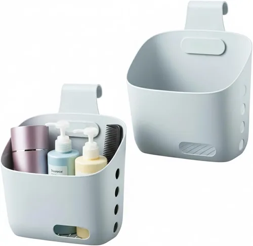 Miniatura 11 de LeleCAT Cesta colgante de plástico para cocina, cesta con gancho desmontable, cuélgala detrás de una puerta o en una barandilla, sobre la puerta