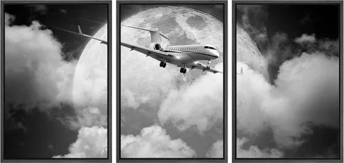 Miniatura 114 de wall26 Lienzo enmarcado para pared, juego de arte exótico tropical, océano, mar, avión, puesta de sol, transporte, fotografía, realismo, decorativo