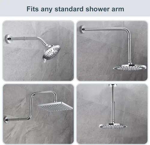 Miniatura 3 de BRIGHT SHOWERS Extensor de brazo de ducha para lluvia y cabezal de ducha de mano, brazo de extensión de cabezal de ducha de 6 pulgadas, extensión