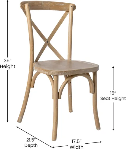 Miniatura 3 de Flash Furniture Advantage Natural - Silla con respaldo en X de grano blanco
