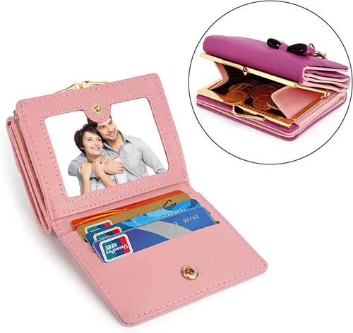Miniatura 3 de UTO - Billetera para niñas de cuero vegano, lindo gato colgante, organizador de tarjetas, monedero para mujeres, Zoe Rose Red, S