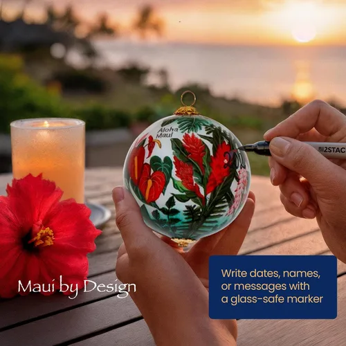 Miniatura 7 de Cornucopia Maui ornamento de Navidad de cristal pintado a mano con caja de regalo, recuerdo coleccionable CC/M