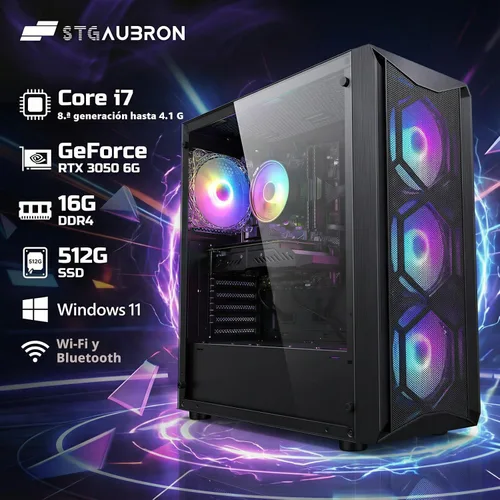 Miniatura 2 de STGAubron Computadora de escritorio para videojuegos, Intel Core i7 8ª generación hasta 4.1G, GeForce RTX 3050 6G, 16G DDR4, 512G SSD, WiFi 6, BT