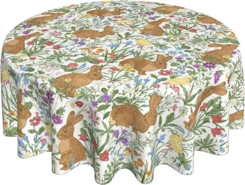 Miniatura 57 de BETGINY - Mantel cuadrado floral azul de 54 x 54 pulgadas, mantel decorativo de estilo chinoiserie con flores, tela rústica lavable para granja