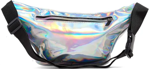 Miniatura 3 de Riñonera de arcoiris, holográfica, dorada, negra, de tiburón, para mujeres, niñas, paara fiesta o festival), CT-0003