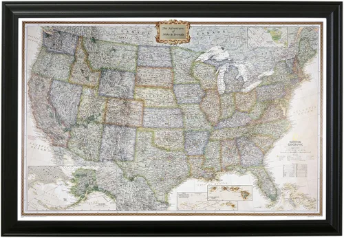 Miniatura 35 de Push Pin Travel Maps - Executive US - Mapa de pines enmarcado con marco negro para rastrear tus viajes - 27.5 x 39.5 pulgadas - 8 opciones de marco