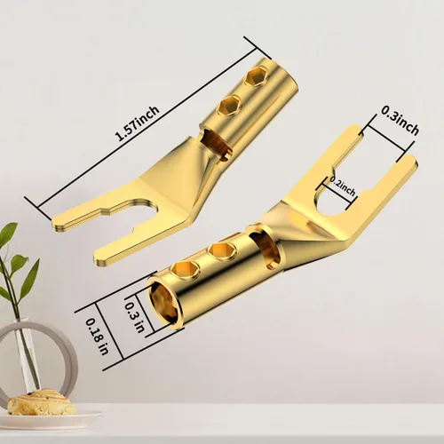 Miniatura 2 de 4 conectores de pala, 45 grados de cobre puro de audio tenedor Y enchufe de espada con tubo termorretráctil y llave hexagonal, enchufes de cable
