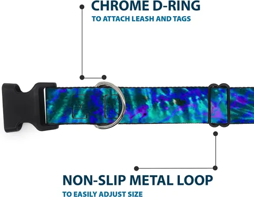 Miniatura 5 de buckle-down 15 – 26" Tie Dye Verde/Azul/Púrpura de plástico Clip Collar, Grande