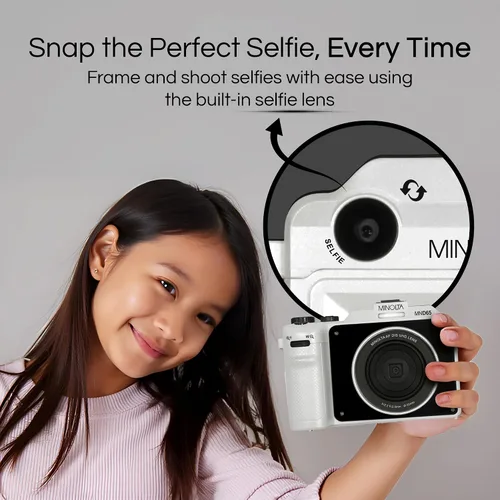 Miniatura 4 de Minolta Cámara digital: fotos de 56MP, video 4K 60FPS, diseño selfie de doble lente, zoom 18X, Wi-Fi, captura RAW/JPEG, LCD de 3 pulgadas, cámara