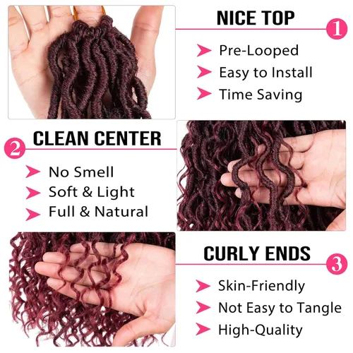 Miniatura 3 de Extensiones de cabello sintético de ganchillo de 24 pulgadas con extremos rizados, extensiones de cabello sintético con extremos rizados, trenzas