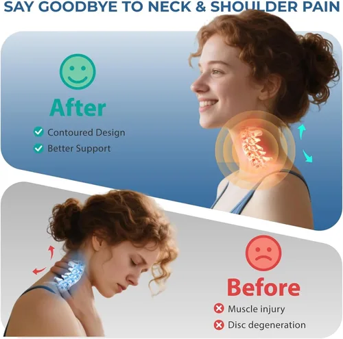 Miniatura 3 de Masajeador de cuello, 6 modos de almohadas eléctricas con calor, masajeador de cuello, masajeador ergonómico de 26 °, portátil para coche, oficina