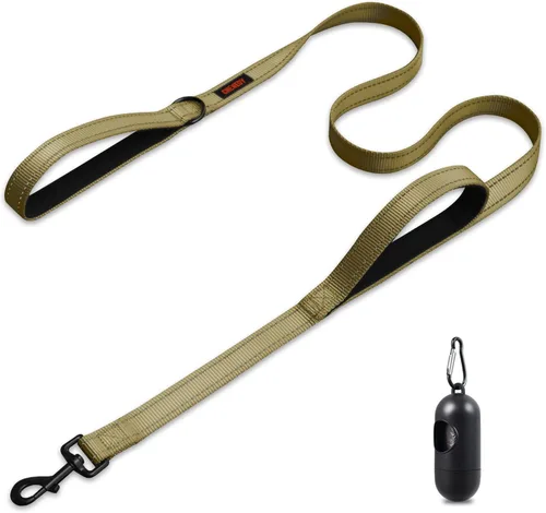 Miniatura 14 de Correa resistente para perros con 2 asas - Correa reflectante anti-tracción de 6 pies para perros grandes, asa acolchada de tráfico para control