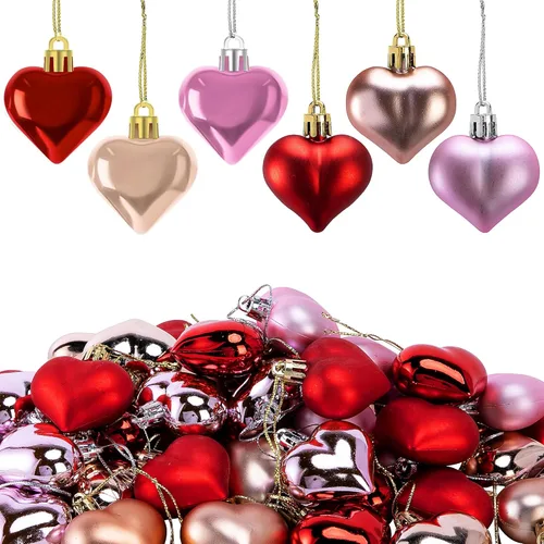 Miniatura 8 de 60 adornos de corazón para el día de San Valentín, Día de la Madre, adornos colgantes con forma de corazón para San Valentín, árbol, boda, Rojo