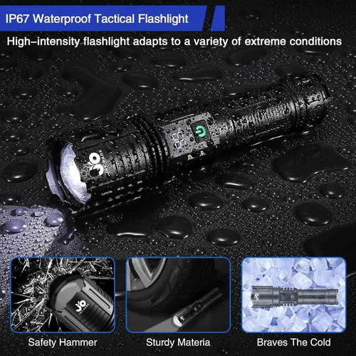 Miniatura 7 de JAY-PARK Flashlight Rechargeable 10000 Lumens, LED Flashlights High Lumens with 10800mAh Battery and LCD Power Display, Zoomable, 5 Lighting Modes