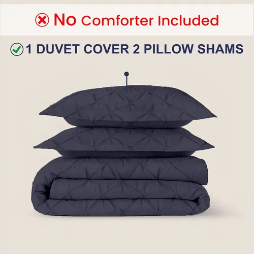 Miniatura 70 de Kotton Culture 1 Pc Twin/Twin XL Size Pinch Pleated - Pintuck Duvet Cover Only - 100% Egyptian Cotton Sateen -1000 TC Luxury Comforter Cover-Zipper