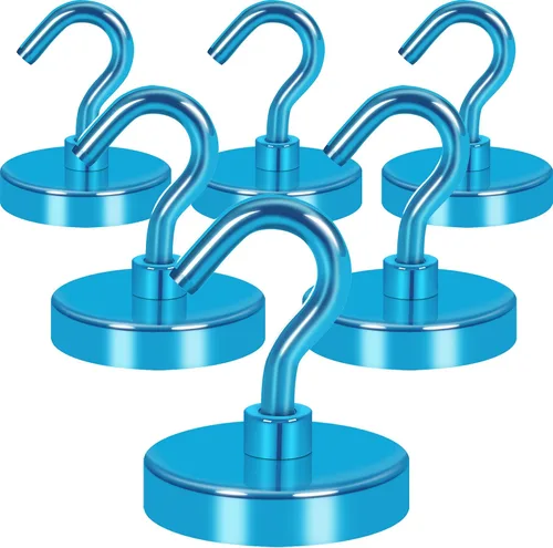 Miniatura 23 de Neosmuk Ganchos magnéticos extrafuertes con resistencia de más de 27 lbs, con imanes de tierras raras resistentes para refrigerador, crucero, Bronce