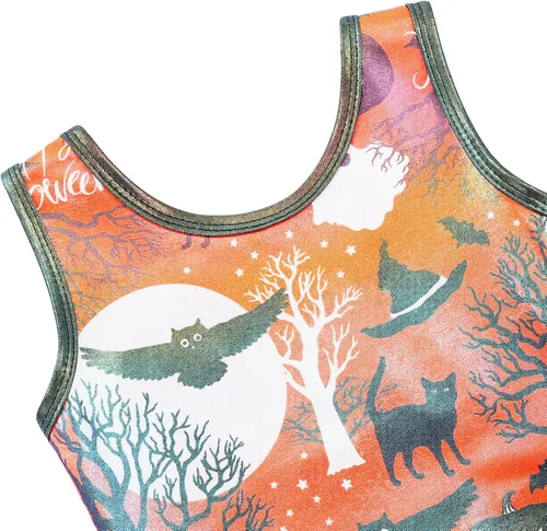 Miniatura 3 de BAOHULU Leotardos de gimnasia para niñas con pantalones cortos a juego, joyas brillantes, espalda abierta, ropa atlética para niños