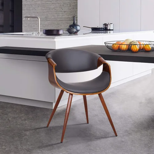 Miniatura 18 de Armen Living Silla de comedor de mediados de siglo estilo mariposa con acabado en nogal y tela verde Tela verde/nogal