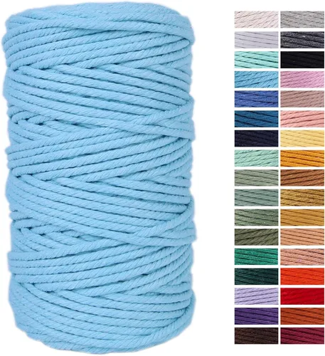 Miniatura 59 de Cuerda de Macramé Gris Claro 3mm x 109 Yardas, Cuerda de Algodón de Colores Cuerda para Manualidades Cuerda de Algodón Colorida para Colgar