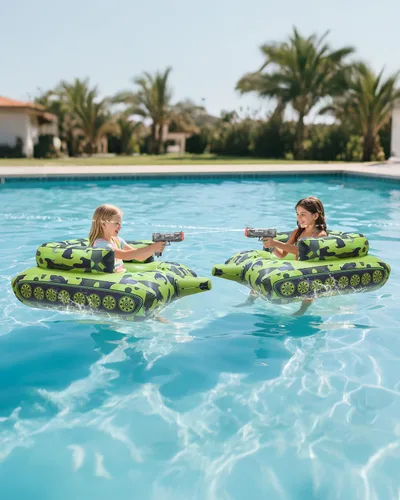 Miniatura 6 de Pistola de agua eléctrica automática con flotadores de piscina, divertidos flotadores inflables de piscina para fiesta en la piscina, con potentes