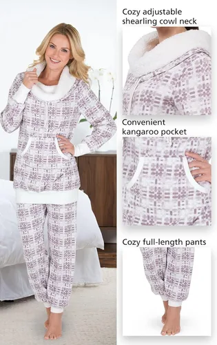 Miniatura 5 de PajamaGram Conjuntos de pijama para mujer, pijama de invierno para mujer, cuello redondo de oveja