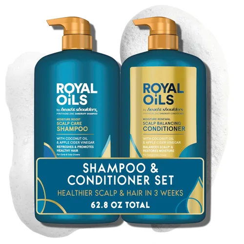 Head & Shoulders Royal Oils Champú y Acondicionador Anti-Caspa Paquete Doble, 1% Piritiona de Zinc, Para Cabello Rizado, Cabello Enrulado, Alivio