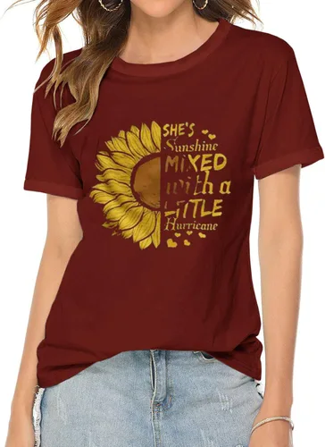 Miniatura 3 de Cicy Bell Women's Cute Sunflower Graphic T Shirts Letter Print Short Sleeve O Neck Summer Casual Cotton Tees Tops